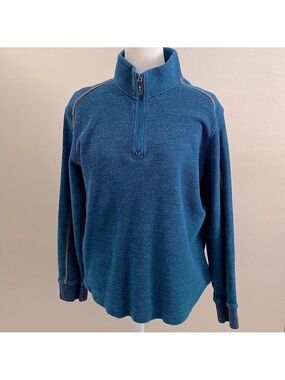 Robert Graham blue thermal knit half zip pullover sweater